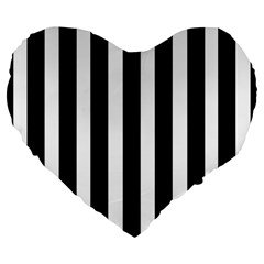 Black White Line Vertical Large 19  Premium Flano Heart Shape Cushions by Mariart