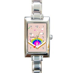 Books Rainboe Lamp Star Pink Rectangle Italian Charm Watch