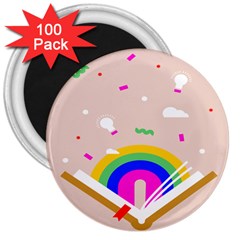 Books Rainboe Lamp Star Pink 3  Magnets (100 Pack)