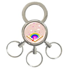 Books Rainboe Lamp Star Pink 3-ring Key Chains by Mariart