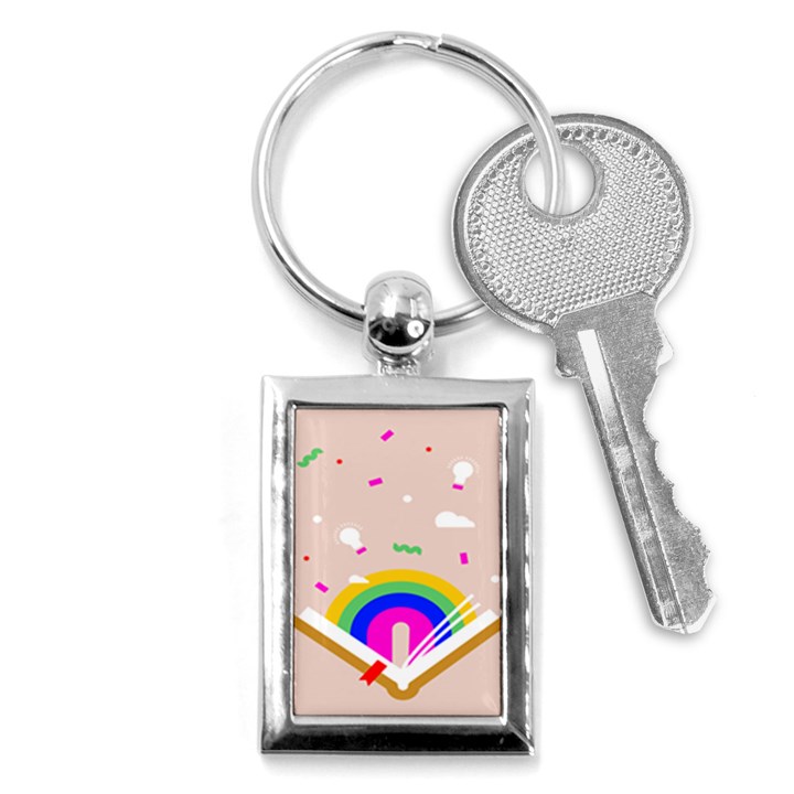 Books Rainboe Lamp Star Pink Key Chains (Rectangle) 