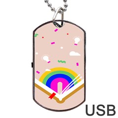 Books Rainboe Lamp Star Pink Dog Tag Usb Flash (one Side) by Mariart