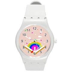 Books Rainboe Lamp Star Pink Round Plastic Sport Watch (m)