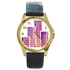 Building Round Gold Metal Watch