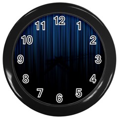 Black Blue Line Vertical Space Sky Wall Clocks (black)