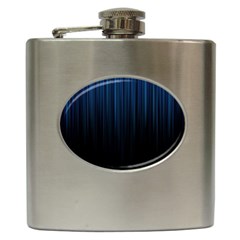 Black Blue Line Vertical Space Sky Hip Flask (6 Oz) by Mariart