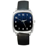 Black Blue Line Vertical Space Sky Square Metal Watch Front