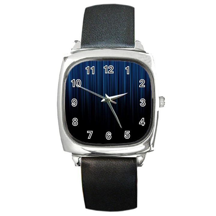 Black Blue Line Vertical Space Sky Square Metal Watch