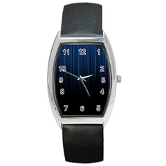 Black Blue Line Vertical Space Sky Barrel Style Metal Watch by Mariart