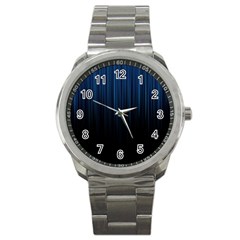 Black Blue Line Vertical Space Sky Sport Metal Watch by Mariart