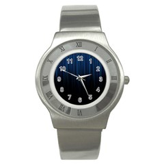 Black Blue Line Vertical Space Sky Stainless Steel Watch by Mariart