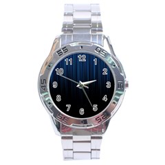 Black Blue Line Vertical Space Sky Stainless Steel Analogue Watch by Mariart