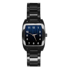 Black Blue Line Vertical Space Sky Stainless Steel Barrel Watch by Mariart