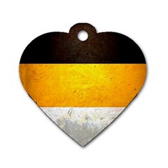 Wooden Board Yellow White Black Dog Tag Heart (one Side) by Mariart