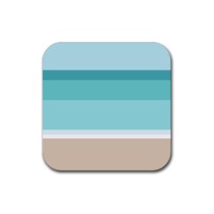 Dachis Beach Line Blue Water Rubber Coaster (square) 