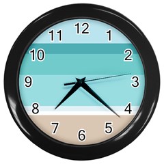 Dachis Beach Line Blue Water Wall Clocks (black)