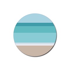 Dachis Beach Line Blue Water Rubber Coaster (round)  by Mariart