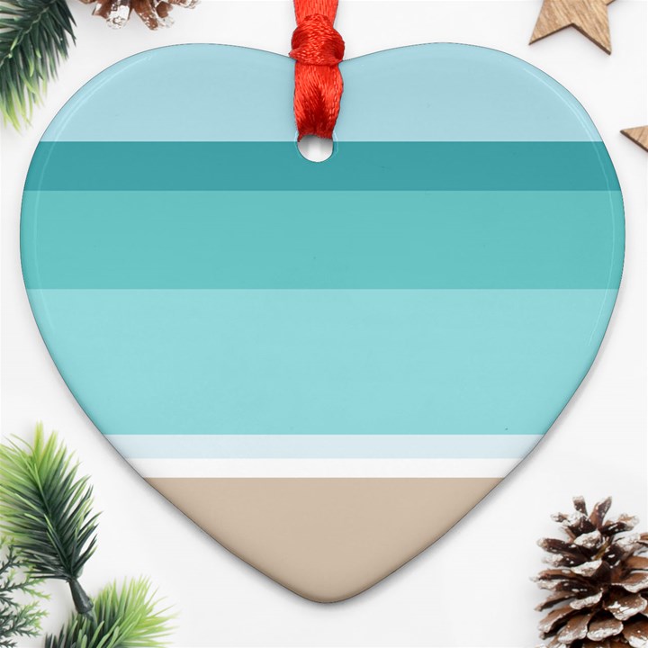 Dachis Beach Line Blue Water Heart Ornament (Two Sides)