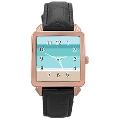 Dachis Beach Line Blue Water Rose Gold Leather Watch  by Mariart