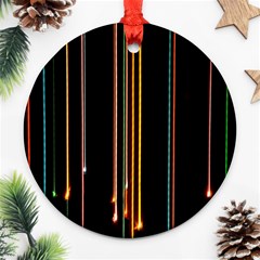 Fallen Christmas Lights And Light Trails Ornament (round) by Mariart