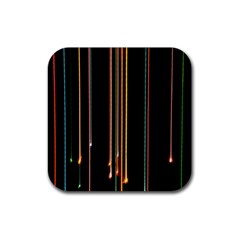 Fallen Christmas Lights And Light Trails Rubber Coaster (square)  by Mariart