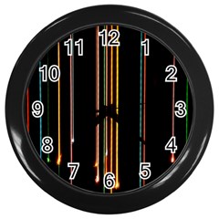 Fallen Christmas Lights And Light Trails Wall Clocks (black) by Mariart