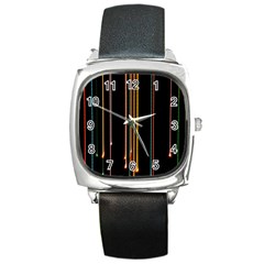 Fallen Christmas Lights And Light Trails Square Metal Watch by Mariart