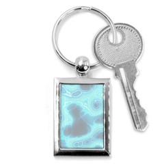 Blue Patterned Aurora Space Key Chains (rectangle)  by Mariart