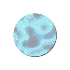 Blue Patterned Aurora Space Rubber Coaster (round)  by Mariart