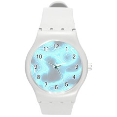 Blue Patterned Aurora Space Round Plastic Sport Watch (m)