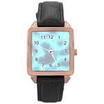 Blue Patterned Aurora Space Rose Gold Leather Watch  Front