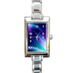 Flow Blue Pink High Definition Rectangle Italian Charm Watch