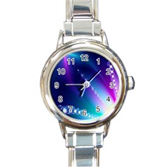 Flow Blue Pink High Definition Round Italian Charm Watch