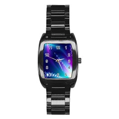 Flow Blue Pink High Definition Stainless Steel Barrel Watch by Mariart