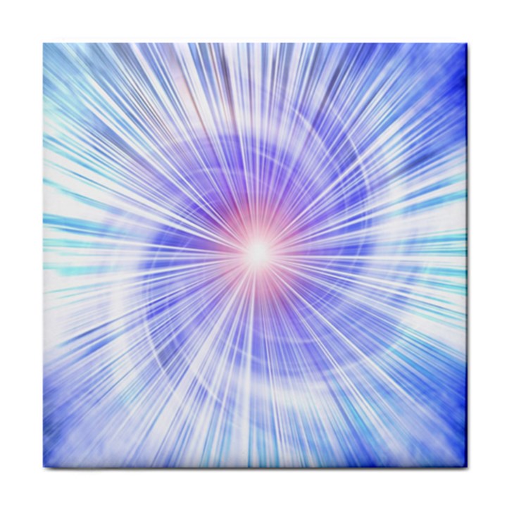 Creation Light Blue White Neon Sun Tile Coasters