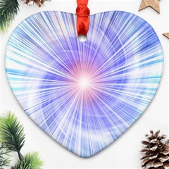 Creation Light Blue White Neon Sun Ornament (heart) by Mariart