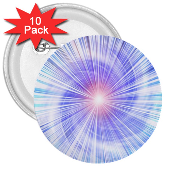 Creation Light Blue White Neon Sun 3  Buttons (10 pack) 