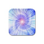 Creation Light Blue White Neon Sun Rubber Square Coaster (4 pack)  Front