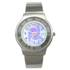 Creation Light Blue White Neon Sun Stainless Steel Watch