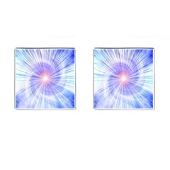 Creation Light Blue White Neon Sun Cufflinks (square)