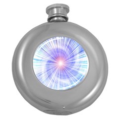 Creation Light Blue White Neon Sun Round Hip Flask (5 Oz) by Mariart