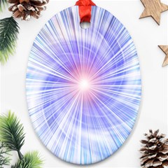 Creation Light Blue White Neon Sun Oval Ornament (two Sides) by Mariart