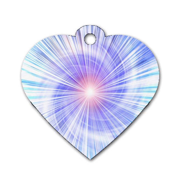 Creation Light Blue White Neon Sun Dog Tag Heart (Two Sides)