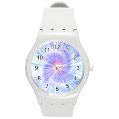 Creation Light Blue White Neon Sun Round Plastic Sport Watch (m) by Mariart