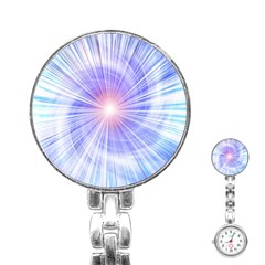 Creation Light Blue White Neon Sun Stainless Steel Nurses Watch by Mariart