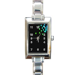 Green Black Widescreen Rectangle Italian Charm Watch