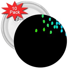 Green Black Widescreen 3  Buttons (10 Pack) 