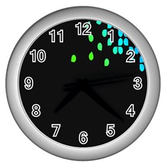 Green Black Widescreen Wall Clocks (silver)  by Mariart