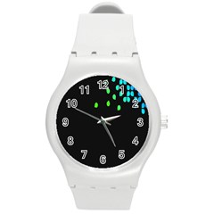 Green Black Widescreen Round Plastic Sport Watch (m) by Mariart