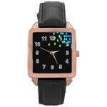 Green Black Widescreen Rose Gold Leather Watch  Front